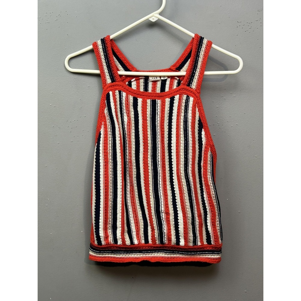 GAP Tank Top Womens‎ XS Red White Blue Striped Knit Racerback Sleeveless Summer